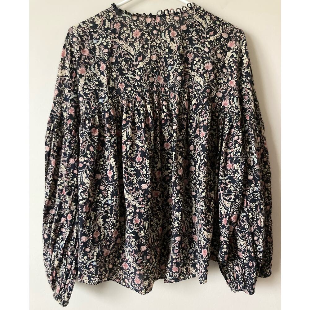 DOEN Thistle Top in Black Multi Floral Print M Boho - Picture 8 of 10